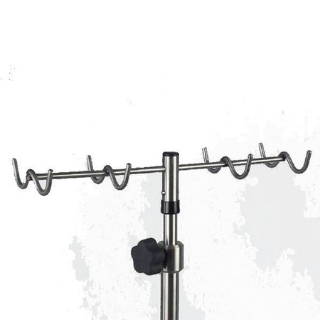 Midcentral Medical SS IV Pole W/thumb knob, 8-Hook Rake Top, 6-leg SS Spider Base W/3" Ball Bearing Casters MCM295-RT